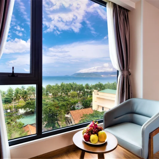 Superior Ocean View room at DTX Hotel Nha Trang with stunning sea view and modern interior