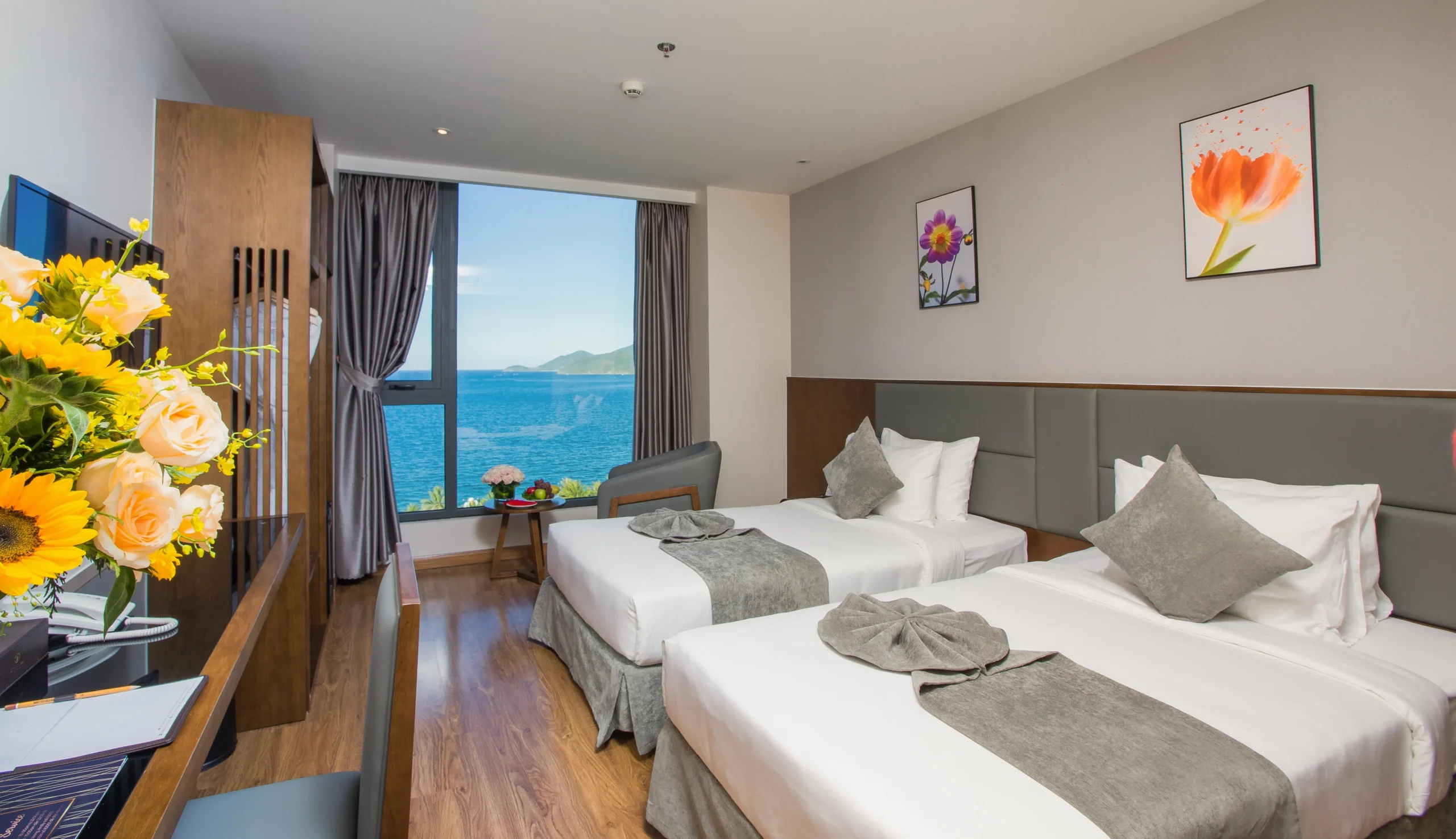 Deluxe Ocean View room at DTX Hotel Nha Trang with modern interior and ocean view